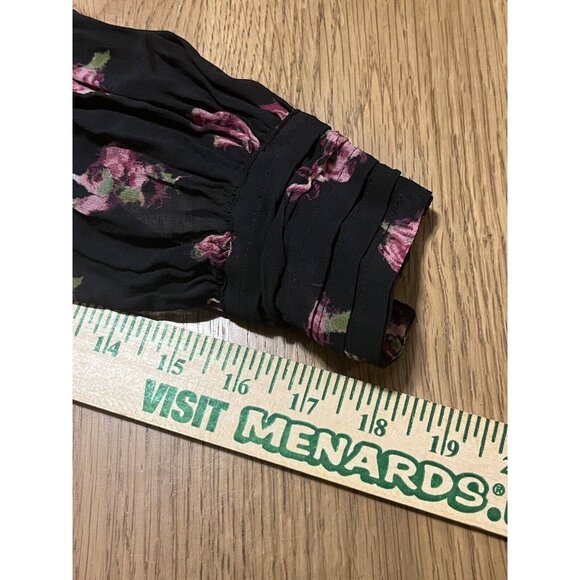 By Anthropologie Size XS Floral Puff Long Sleeve Peasant Top Cottagecore Boho - Picture 7 of 8